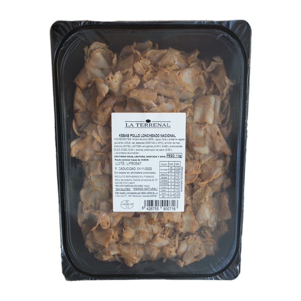 Pollo Kebab Loncheado (8x1kg) 8kg